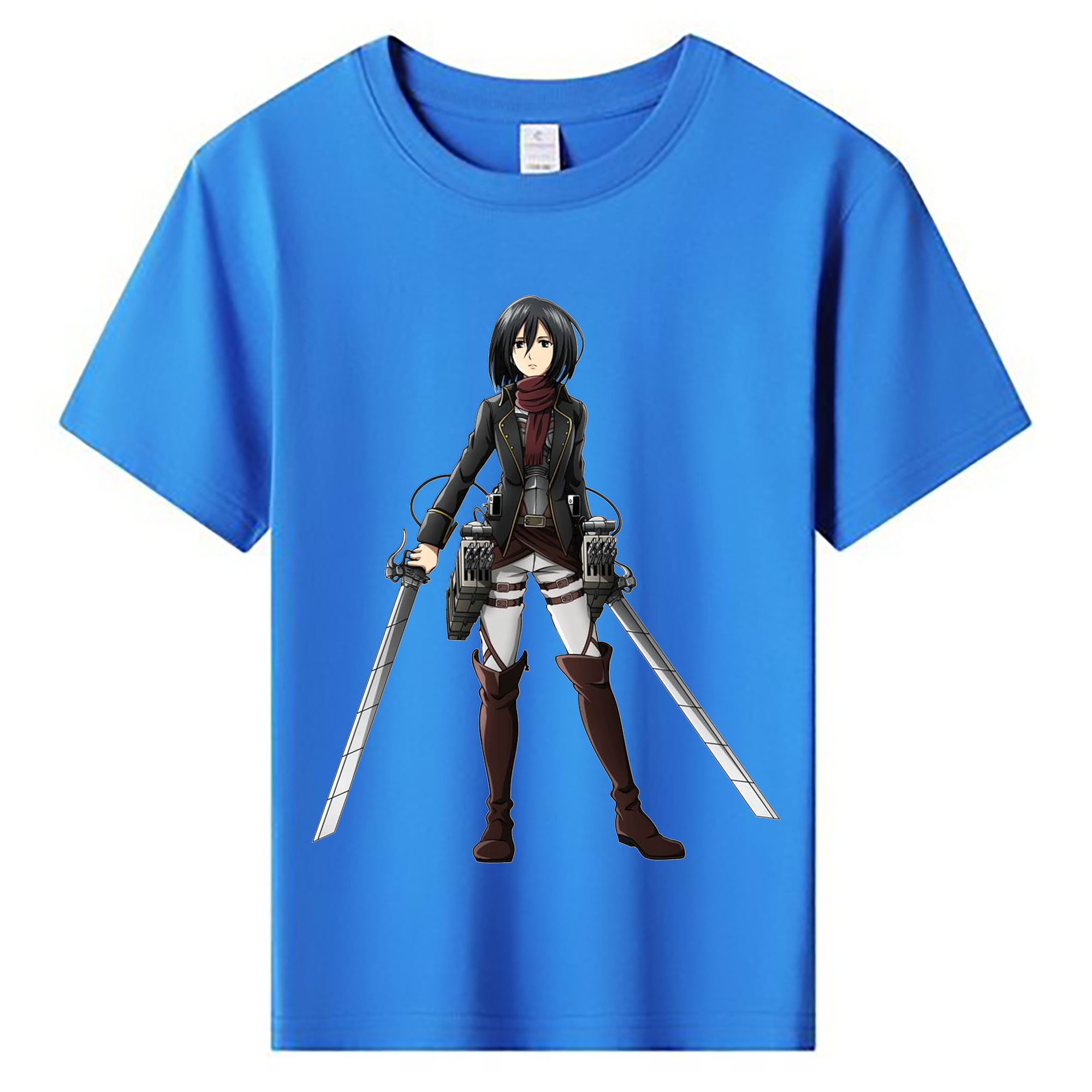 （画像用） 進撃の巨人 ミカサ·アッカーマン Attack on Titan Mikasa Ackerman 綿100％キッズTシャツ（フロントプリント）